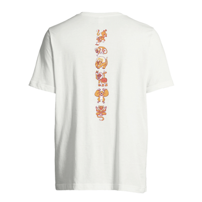 T-shirt au design d'APOU SHINY – Famille des Singes en Totem - un jeu de cartes familial plein de malice et de stratégie - Editeur : NO ONE GAMES