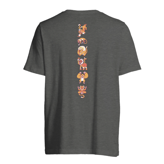 T-shirt au design d'APOU SHINY – Famille des Singes en Totem - un jeu de cartes familial plein de malice et de stratégie - Editeur : NO ONE GAMES