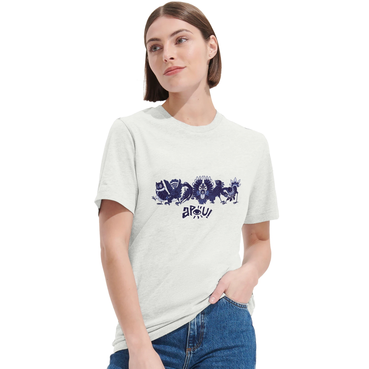T-shirt au design d'APOU SHINY – Famille des Oiseaux en Clan - un jeu de cartes familial plein de malice et de stratégie - Editeur : NO ONE GAMES