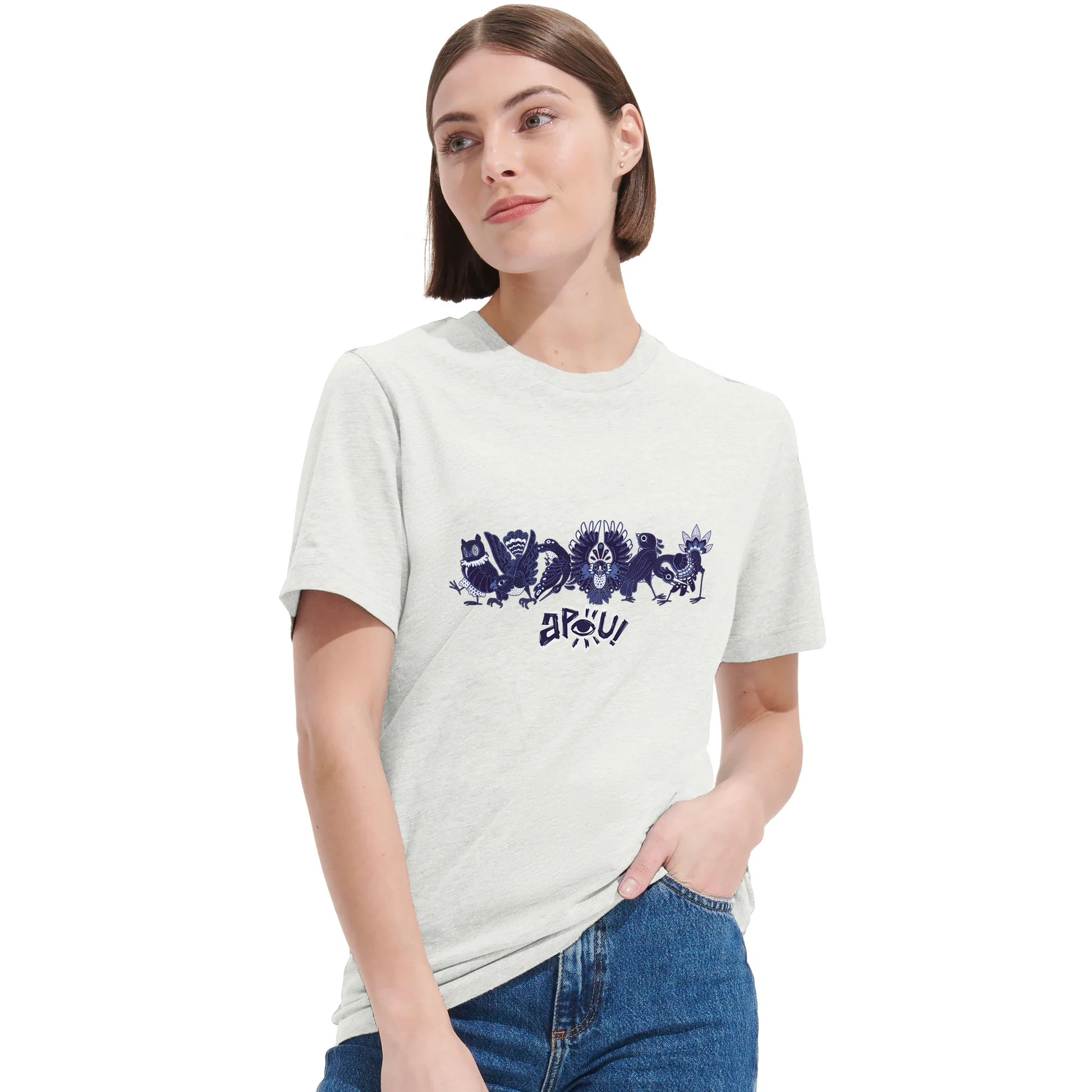 T-shirt au design d'APOU SHINY – Famille des Oiseaux en Clan - un jeu de cartes familial plein de malice et de stratégie - Editeur : NO ONE GAMES