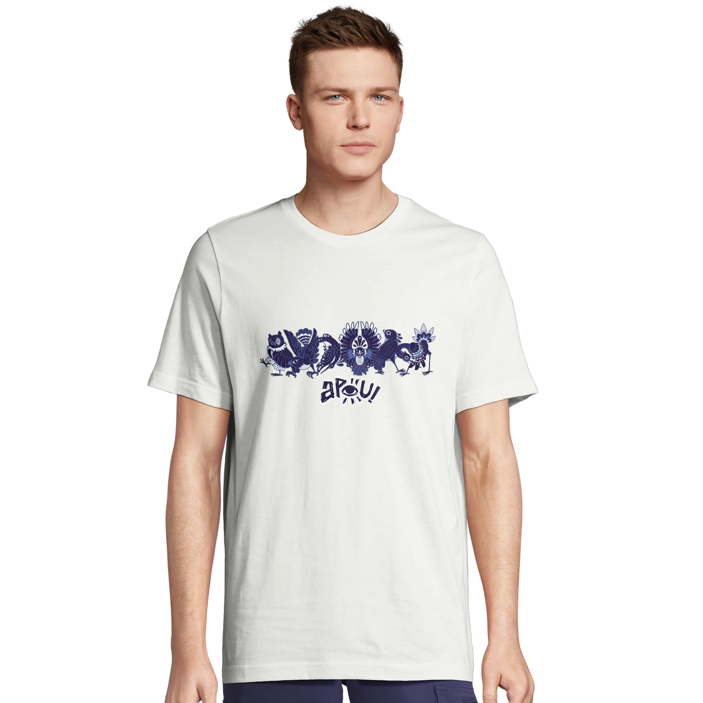 T-shirt au design d'APOU SHINY – Famille des Oiseaux en Clan - un jeu de cartes familial plein de malice et de stratégie - Editeur : NO ONE GAMES