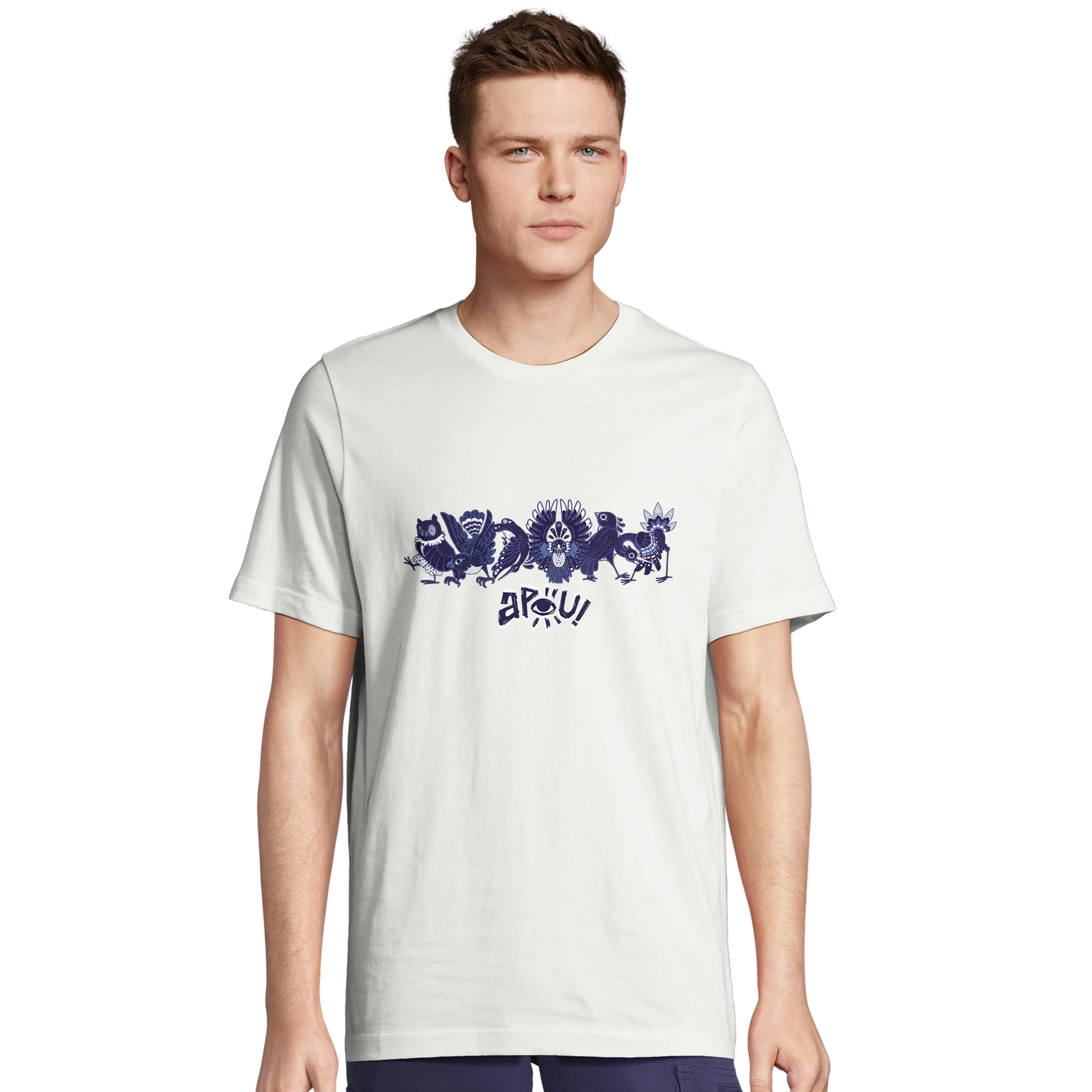 T-shirt au design d'APOU SHINY – Famille des Oiseaux en Clan - un jeu de cartes familial plein de malice et de stratégie - Editeur : NO ONE GAMES