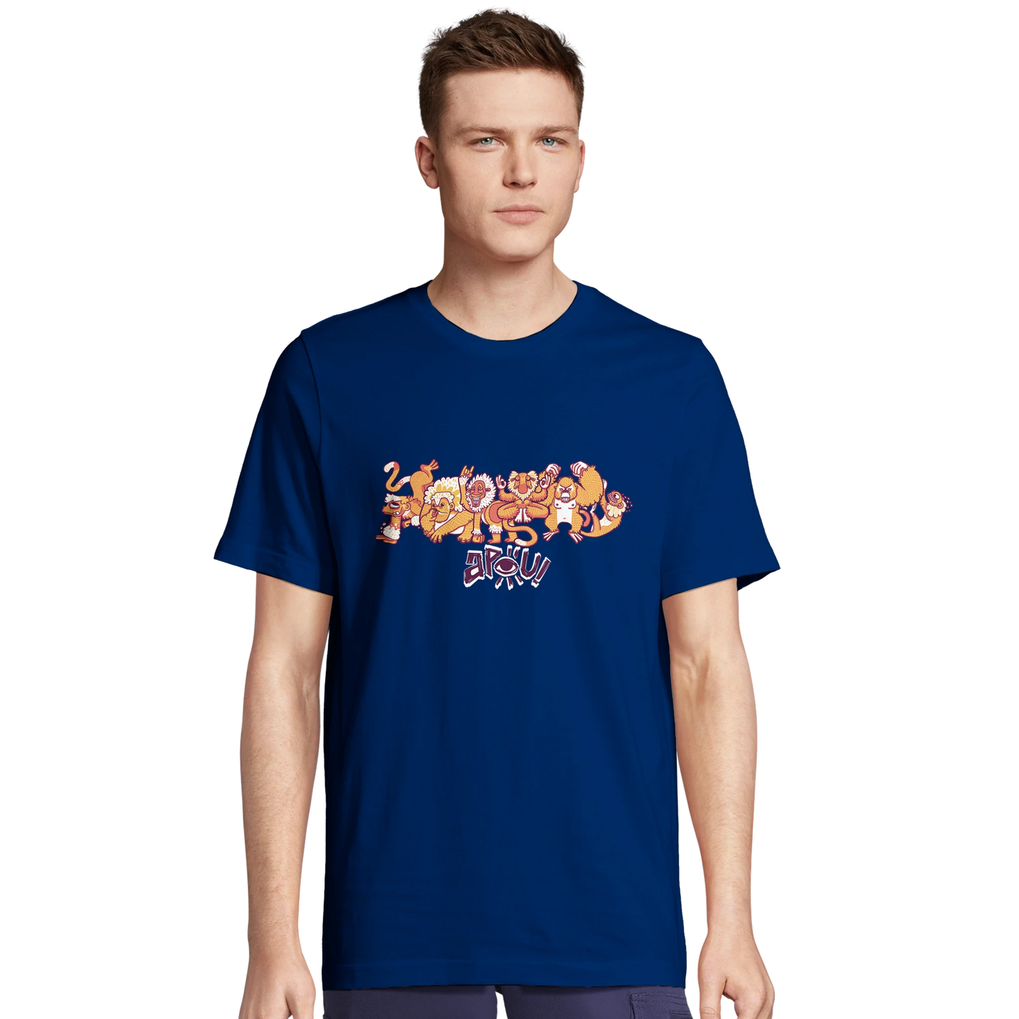 T-shirt au design d'APOU SHINY – Famille des Singes en Clan - un jeu de cartes familial plein de malice et de stratégie - Editeur : NO ONE GAMES