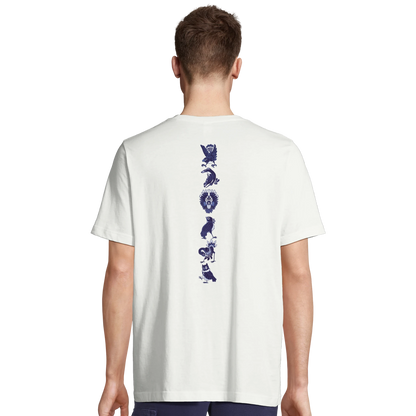 T-shirt au design d'APOU SHINY – Famille des Oiseaux en Totem - un jeu de cartes familial plein de malice et de stratégie - Editeur : NO ONE GAMES